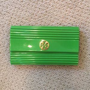 Tory Burch green clutch